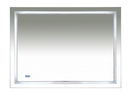 Зеркало прямоугольное LED Misty 2 Неон 120*80 сенсорный выключатель двойная подсветка+ часы